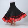 Honeystore Women's Ballroom Dance Skirt Long Swing Waltz Latin Belly Dance Dresses 2559-Black-Red view 4