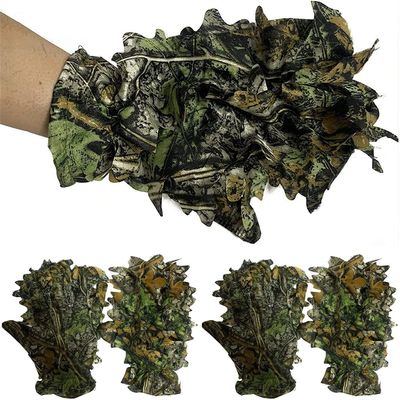 2Pair Camouflage Hunting Suits Accessories Leafy 3D Leaf Camo Gloves Ghillie Suit Outdoor Anti-Slip Sports Hunting Gloves for Men
