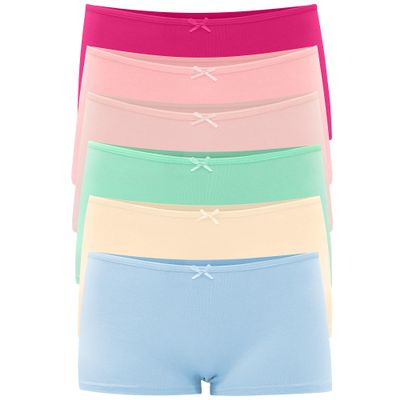 Allxwek Womens Underwear Cotton Boyshort Boxer Ladies Comfort Soft Boy Shorts Pack 6 3901 UN3 M