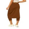 Aurgelmir Womens Tennis Skirt with Capris Leggings Golf Knee Length Skorts Athletic Long Skirts for Women with Pockets Brown view 2
