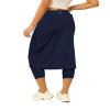Aurgelmir Womens Tennis Skirt with Capris Leggings Golf Knee Length Skorts Athletic Long Skirts for Women with Pockets Navy view 2
