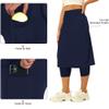 Aurgelmir Womens Tennis Skirt with Capris Leggings Golf Knee Length Skorts Athletic Long Skirts for Women with Pockets Navy view 4