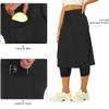 Aurgelmir Womens Tennis Skirt with Capris Leggings Golf Knee Length Skorts Athletic Long Skirts for Women with Pockets Black view 4