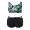 iiniim Kids Girls Sport Dance Outfit Floral Print Crop Top Bottoms 2 Piece Athletic Swimwear Swimsuit Black 4 Years view 1