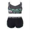 iiniim Kids Girls Sport Dance Outfit Floral Print Crop Top Bottoms 2 Piece Athletic Swimwear Swimsuit Black 4 Years view 2