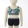 iiniim Kids Girls Sport Dance Outfit Floral Print Crop Top Bottoms 2 Piece Athletic Swimwear Swimsuit Black 4 Years view 3