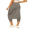 Aurgelmir Womens Tennis Skirt with Capris Leggings Golf Knee Length Skorts Athletic Long Skirts for Women with Pockets Grey view 2