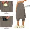 Aurgelmir Womens Tennis Skirt with Capris Leggings Golf Knee Length Skorts Athletic Long Skirts for Women with Pockets Grey view 4