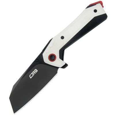 CJRB Tigris Pocket Knife, Folding Knife with AR-RPM9 Powder Steel Black PVD Blade Black & White G10 Handle for EDC Camping Hunting (J1919)