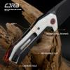 CJRB Tigris Pocket Knife, Folding Knife with AR-RPM9 Powder Steel Black PVD Blade Black & White G10 Handle for EDC Camping Hunting (J1919) view 4