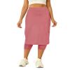 Aurgelmir Womens Tennis Skirt with Capris Leggings Golf Knee Length Skorts Athletic Long Skirts for Women with Pockets Pink view 1