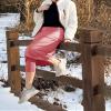 Aurgelmir Womens Tennis Skirt with Capris Leggings Golf Knee Length Skorts Athletic Long Skirts for Women with Pockets Pink view 3