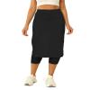 Aurgelmir Womens Tennis Skirt with Capris Leggings Golf Knee Length Skorts Athletic Long Skirts for Women with Pockets Black view 1