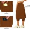 Aurgelmir Womens Tennis Skirt with Capris Leggings Golf Knee Length Skorts Athletic Long Skirts for Women with Pockets Brown view 4