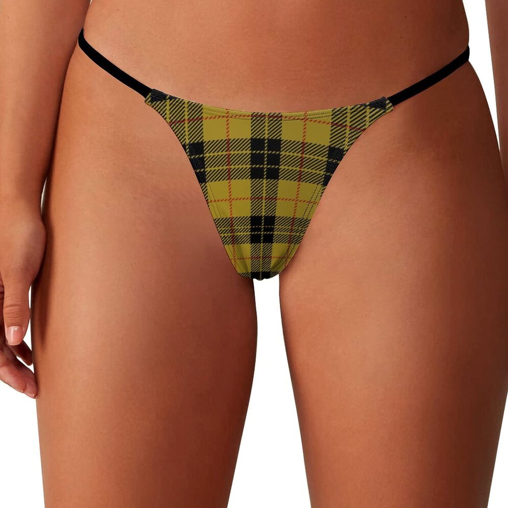 BAIKUTOUAN Clan Macleod Scottish Tartan Plaid Women's Bikini Panty Sexy Thong G String T-Back Cute Funny Underwear Panties