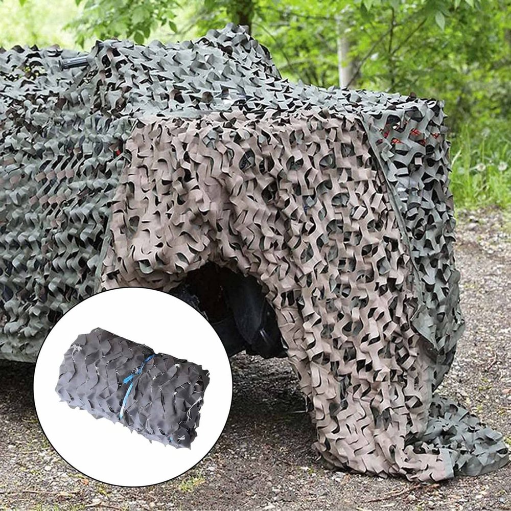 KGUDYS Camo net, Shade Camouflage net, Camping camo Netting, Hunting Sunshade, Double Layer Design, Light and Breathable, Decoration, Outdoor Activities 1.5/2/3/4/5/6/8m,Grey-2x8m(6.6x26.2ft)