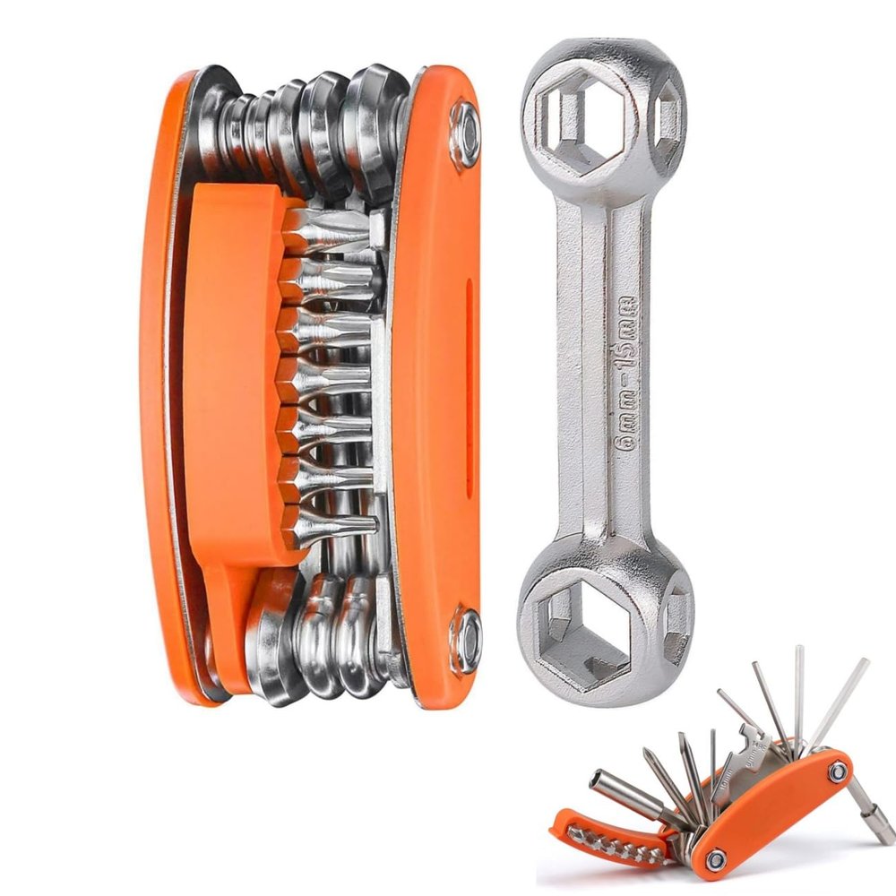 20 in 1 Bike Multitool with Bike Bone Wrench Portable Bicycle Repair Tool Kit Cycling Mechanic Multifunction Repair Tool Set Folding Metric Maintenance Accessories for Mountain Road Bike MTB