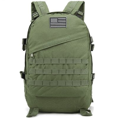LIMHOO Camo Backpack, 40L Military Tactical Backpack, Hiking Trekking Rucksack with USA Flag Patch (Army Green)