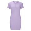 Women's Deep V Neck Bodycon Mini Dresses Sexy Zip Front Short Sleeve Slim Fit Stretch Party Dress for Club Night Out view 4