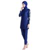 Muslim Swimsuits for Women Modest Islamic Burkini Swimwear Full Cover Hijab Long Sleeve Muslim Dress Tops Pants Set with Swim Cap Sun Protection Rash Guard Shirt Bathing Suits Royal Blue - Floral S view 2