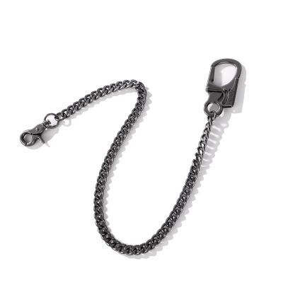 Ahiller Biker Wallet Chain, Heavy Duty Pocket Chain with Lockable Carabiner, Men Chains for Keys, Jeans, Pants, Purse and Handbag (QK-Black-1PCS)