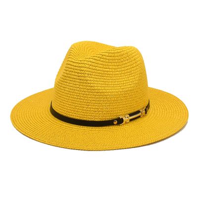 Big Brim Straw Hat Panama Jazz Hat Fedora Ladies Beach Travel Sun Hat Fisherman Hat Kids Bucket Hats (Yellow, One Size)