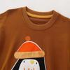 Bumeex Toddler Boy's Crewneck Sweatshirt,Long Sleeve Shirt Top Clothes Outfit Brown Penguin 4t view 3