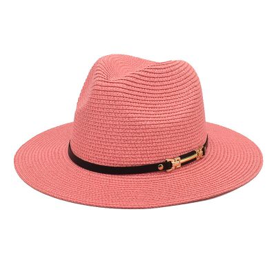 Big Brim Straw Hat Panama Jazz Hat Fedora Ladies Beach Travel Sun Hat Fisherman Hat Kids Bucket Hats (Pink, One Size)