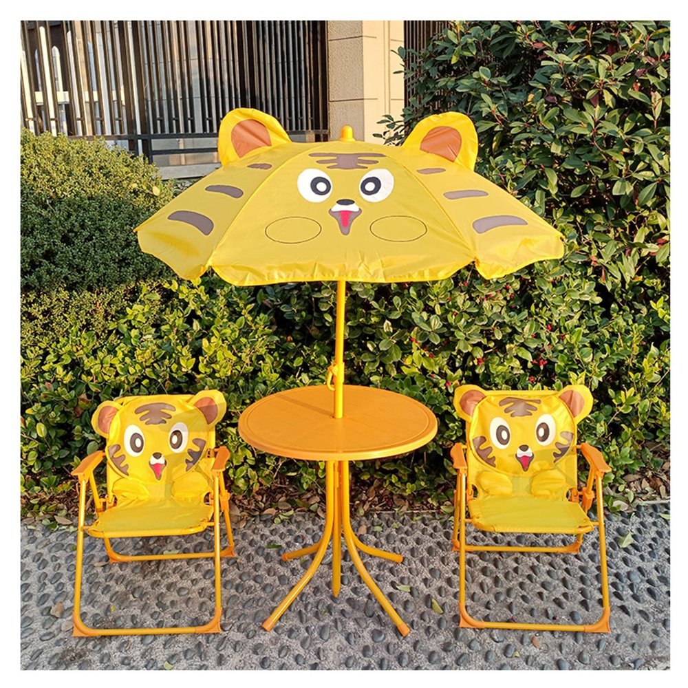 Kids Camping Chair Kids Outdoor Portable Table and Chair Set, Children's Beach Chair Camping Chair with Table and Umbrella, for Home Backyard Children's Entertainment