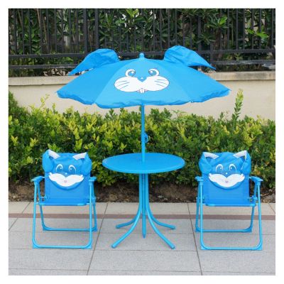 Kids Camping Chair Cartoon Animal Children's Table and Chair Set, Portable Kids Folding Beach Chair, Outdoor Home Backyard Child Seat 4 Pieces