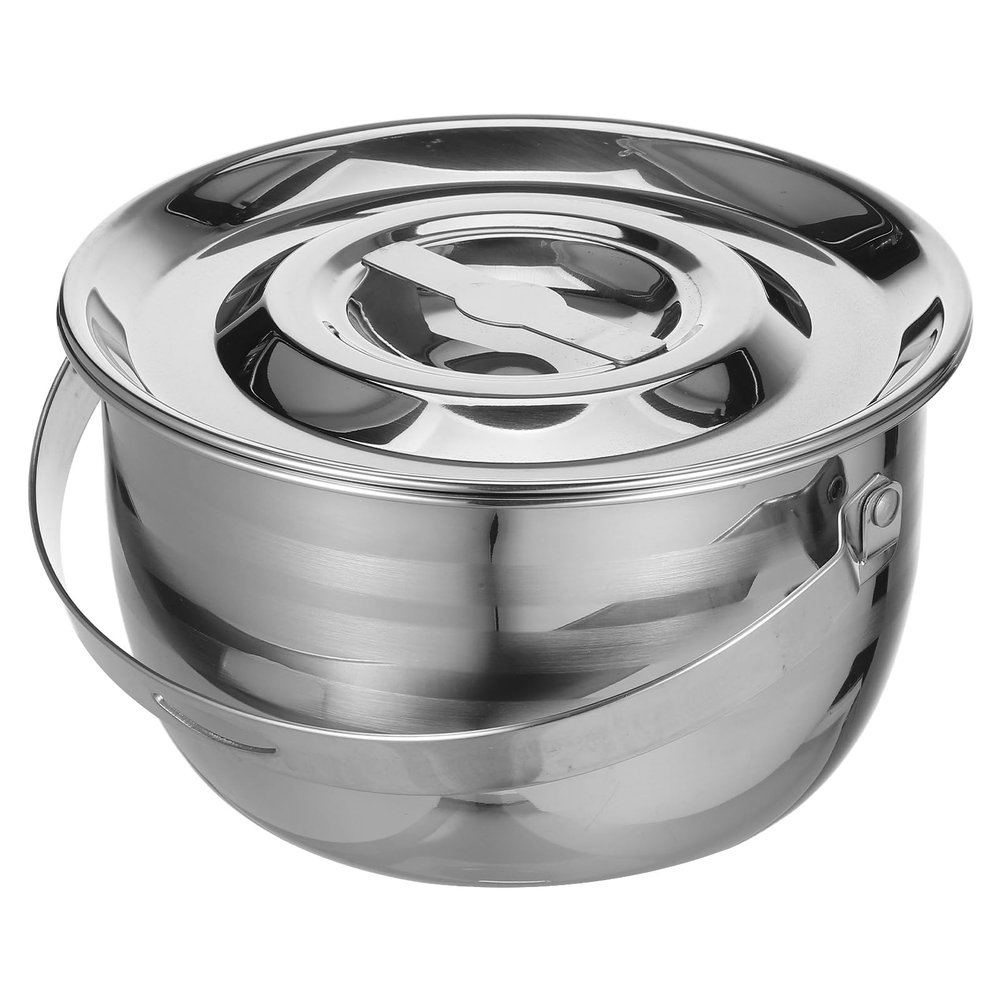 LIFKOME Stainless Steel Camping Pot with Hanging Handle and Lid 4 Quart Large Capacity Stew Soup Pot for Outdoor Camping Hiking Home Kitchen Cookware