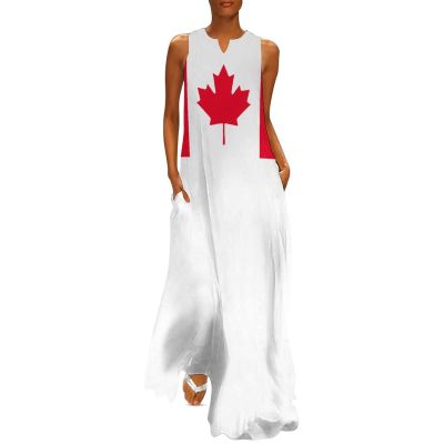 Canada Flag Women Casual Fashion Print Dresses for Women Summer Top S