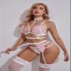 Avidlove Lace Garter Lingerie Set with Removable Choker Teddy Babydoll Strappy Bra and Panty Set,White&Pink,XX-Large view 2