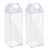 2 Pack 17oz/500ml Milk Carton Water Bottle Plastic Milk Box BPA Free Child Friendly Reusable Milk Carton Shaped Water Bottle Leakproof Juice Tea Jug for Travelling Sports Camping Outdoor Activities view 1