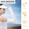 Homelove 2 Pairs Sun UV Protection Cooling Arm Sleeves with Thumb Hole,UPF50+ Sun Sleeves Long Arm Cover Cooling Athletic Sports Sleeve for Driving Cycling Golf Fishing view 2