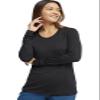 Cherokee Infinity Women Long Sleeve Underscrub Knit Tee with Round Neckline and Center Back Length: 25 1/2" CK782, XL, Black view 2