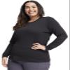 Cherokee Infinity Women Long Sleeve Underscrub Knit Tee with Round Neckline and Center Back Length: 25 1/2" CK782, XL, Black view 4