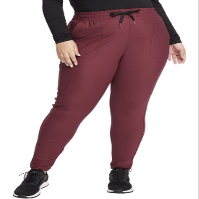 Cherokee Womens Mid Rise Tapered Leg Drawstring Scrub Pants 5 Pocket 360 Stretch Moisture Wicking Easy Care Plus Size - CK095, 3XL, Cabernet
