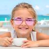 HJSTES Polarized Kids Sunglasses for Girls Boys, 100% UV Protection for Children Age 3-9(Pink Frame/Pink Mirrored) view 2