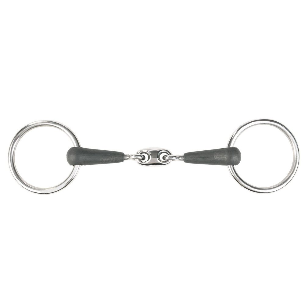 HORZE Oval Link Loose Ring Snaffle Bit, 4 1/2, Black