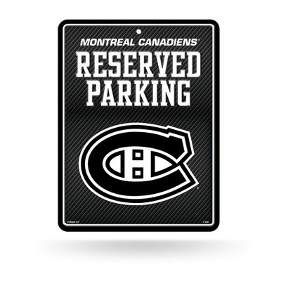 Rico Industries NHL Hockey Montreal Canadiens Carbon Fiber 8.5" x 11" Carbon Fiber Metal Parking Sign - Great for Man Cave, Bed Room, Office, Home Dcor
