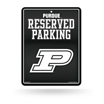 Rico Industries NCAA Purdue Boilermakers Carbon Fiber 8.5" x 11" Carbon Fiber Metal Parking Sign - Great for Man Cave, Bed Room, Office, Home Dcor