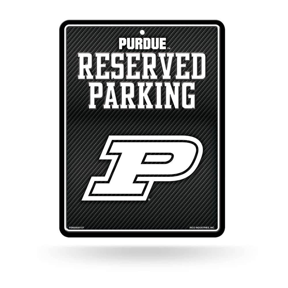 Rico Industries NCAA Purdue Boilermakers Carbon Fiber 8.5" x 11" Carbon Fiber Metal Parking Sign - Great for Man Cave, Bed Room, Office, Home Dcor