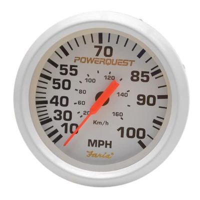 Faria Boat Speedometer SE9608A | PowerQuest 100 MPH 3 1/4 Inch White