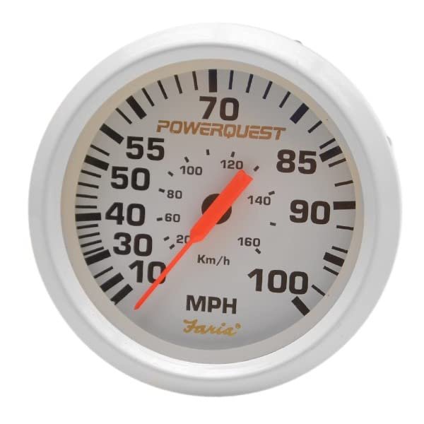Faria Boat Speedometer SE9608A | PowerQuest 100 MPH 3 1/4 Inch White