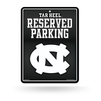 Rico Industries NCAA North Carolina Tar Heels Carbon Fiber 8.5" x 11" Carbon Fiber Metal Parking Sign - Great for Man Cave, Bed Room, Office, Home Dcor