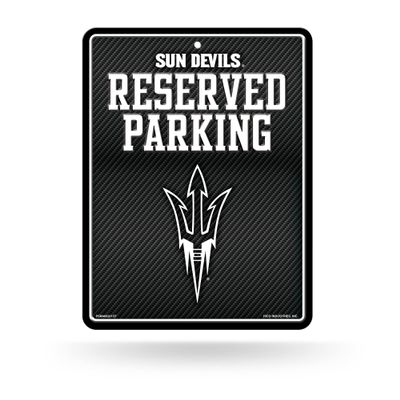 Rico Industries NCAA Arizona State Sun Devils - ASU Carbon Fiber 8.5" x 11" Carbon Fiber Metal Parking Sign - Great for Man Cave, Bed Room, Office, Home Dcor