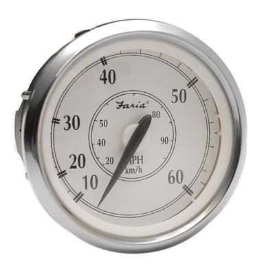 Faria Boat Speedometer SE9839B | Newport 60 MPH 3 1/4 Inch Silver White