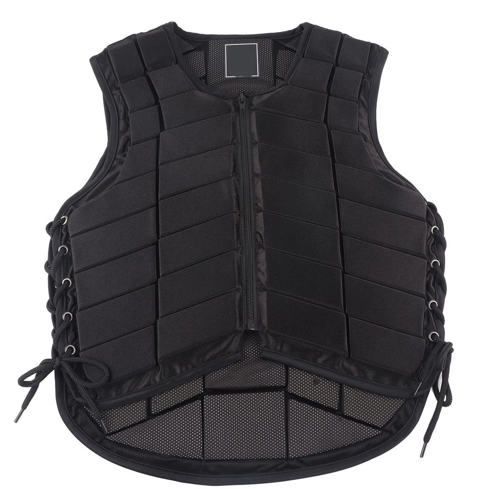 AUHX Equestrian Protective Black Vest Protector, One Piece Armor Lightweight Horse Riding Vest Curved Outline Design for Unisex for Adults Boys Girls Children(XL)