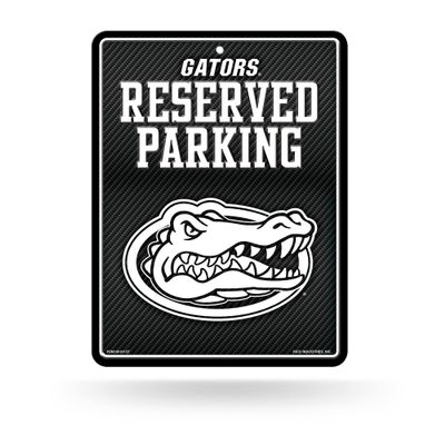 Rico Industries NCAA Florida Gators Carbon Fiber 8.5" x 11" Carbon Fiber Metal Parking Sign - Great for Man Cave, Bed Room, Office, Home Dcor
